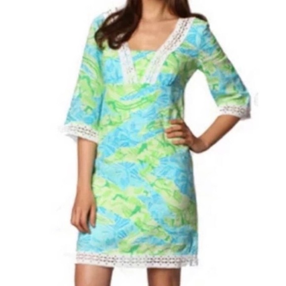 Lilly Pulitzer Blue and Green Floral Mini Dress - Picture 3 of 8
